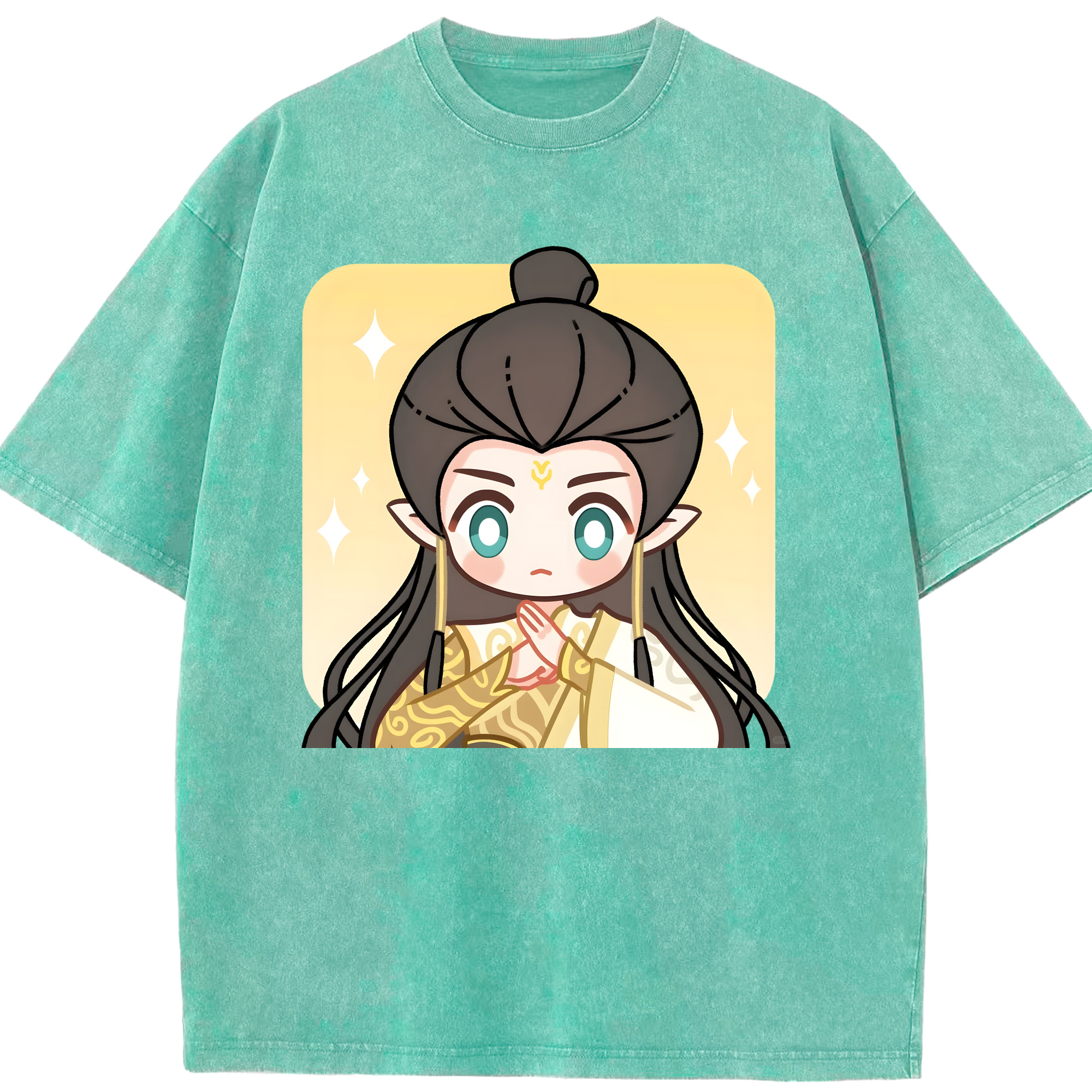 （画像用） Ne Zha 2 ナタ 魔童の大暴れ 綿100% ヴィンテージ風 半袖Tシャツ（フロントプリント）
